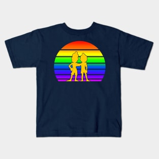 Rainbow Sunset with Luca and Alberto - Cartoon Blue Kids T-Shirt